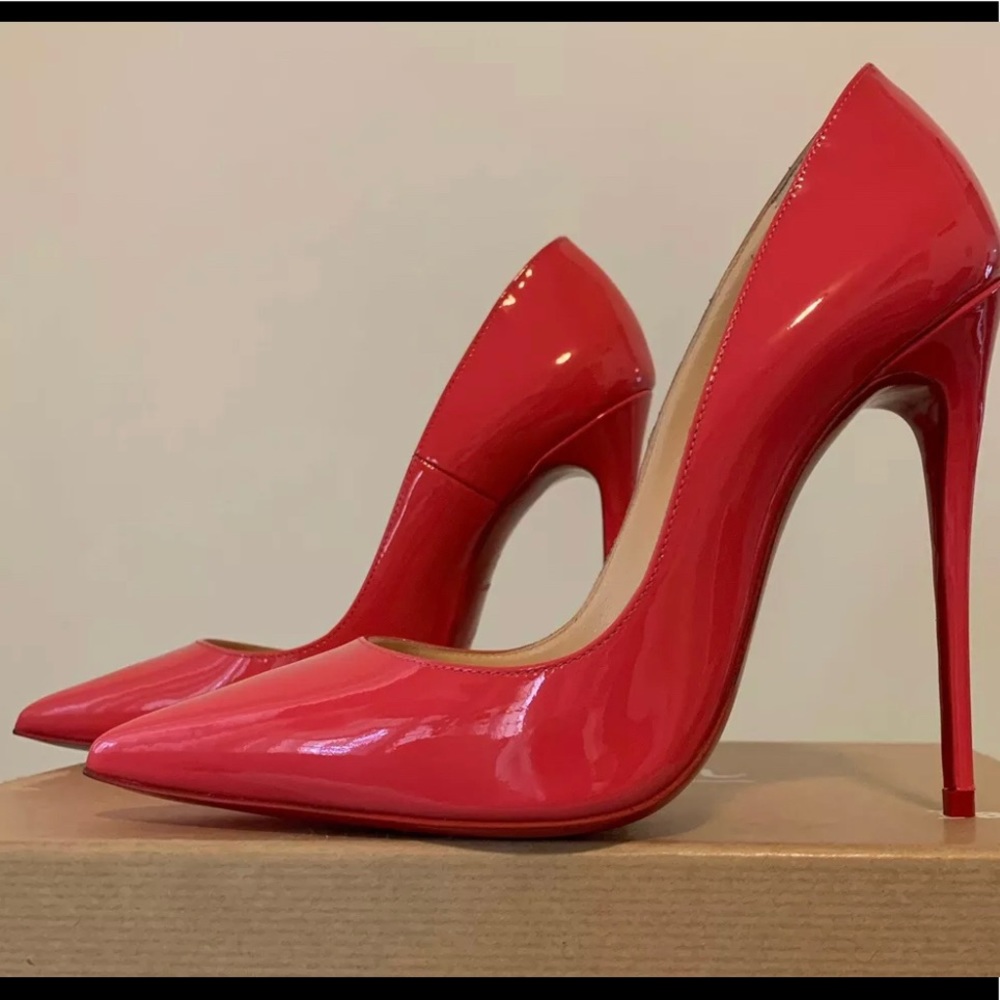 Christian Loubiton So Kate 120 Patent leather Begonia pink stilettos NEW
